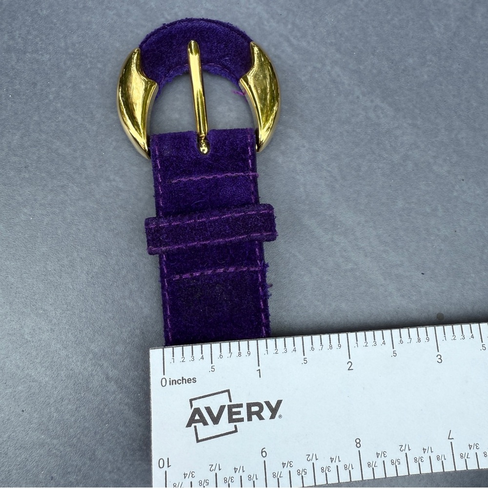 Vintage Purple Belt with Gold Buckle in Genuine Suede Leather 32 Rare - Picture 14 of 14